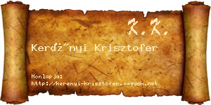 Kerényi Krisztofer névjegykártya